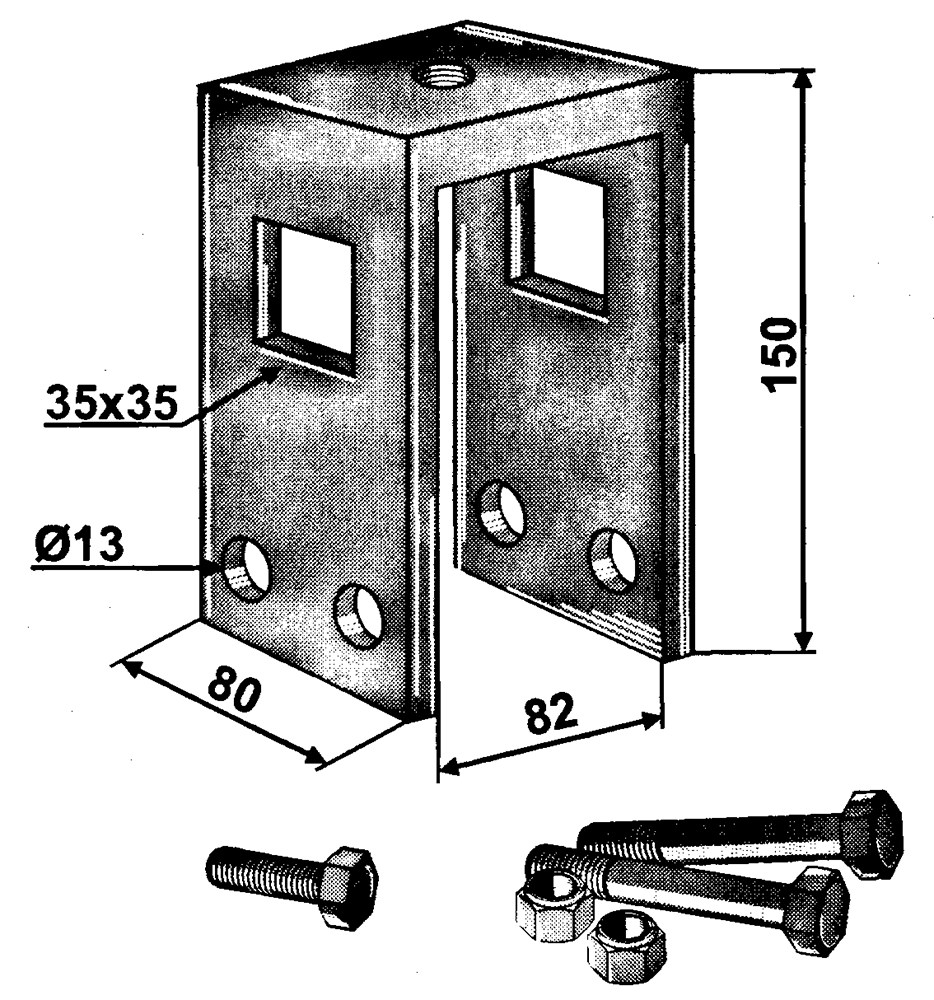Halter zu Spurlockererzinke für Rahmen 80x80mm
