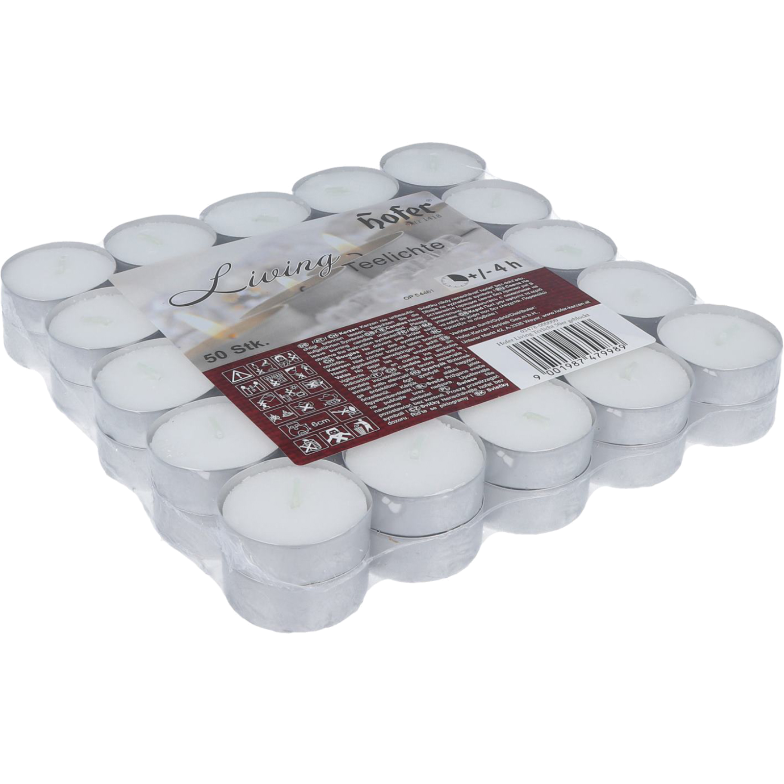 Bougies chauffe-plat Living, lot de 50, blanches
