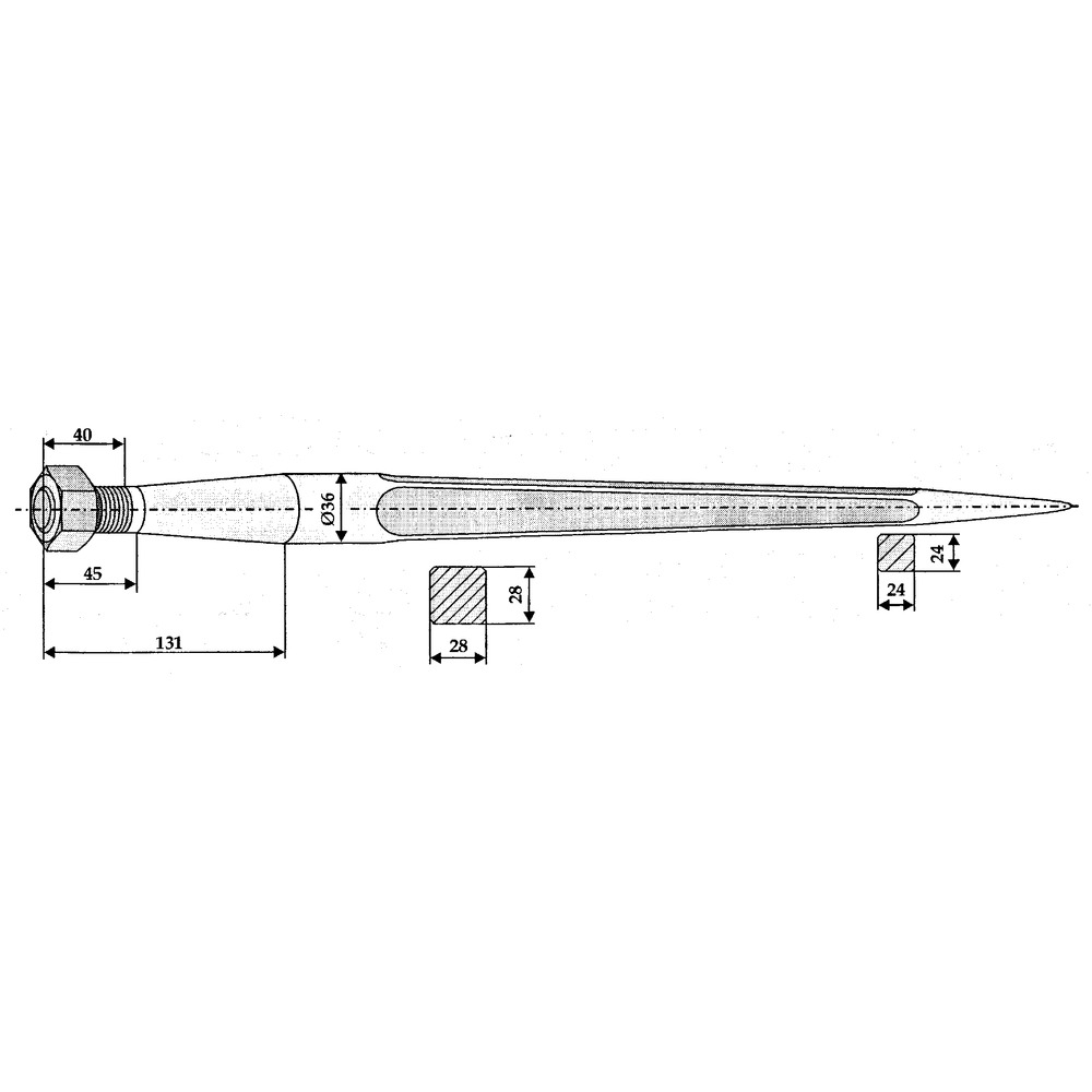Dent de chargeur frontal adaptée à Weidemann, profil carré