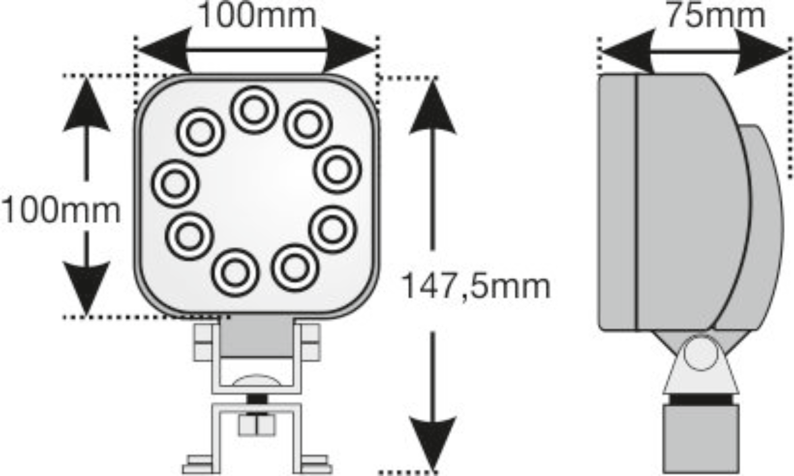 LED-Arbeitsscheinwerfer mit Schalter 1300 Lumen