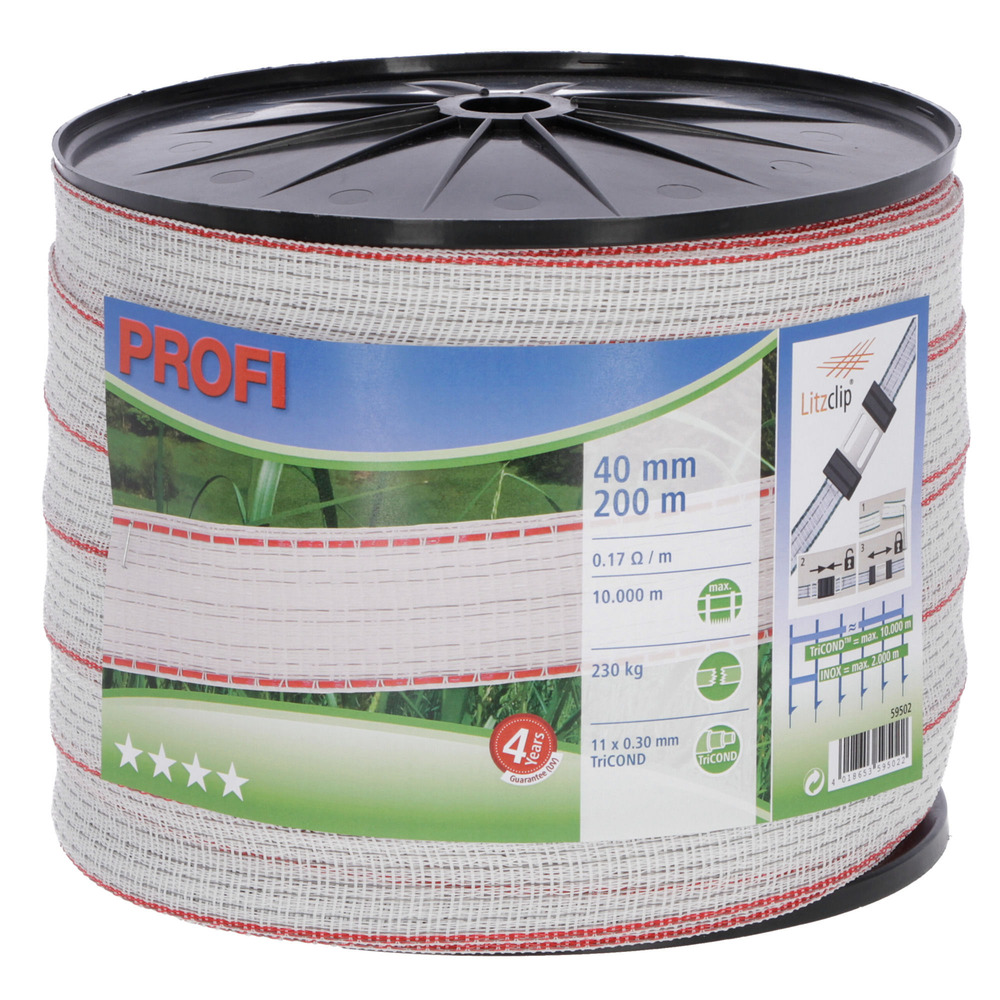 Weidezaunband Profi weiß/rot, 40 mm / 200 m