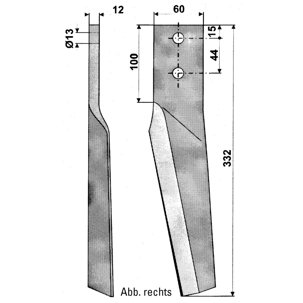 Dent de herse rotative adaptée à Maschio, Köckerling