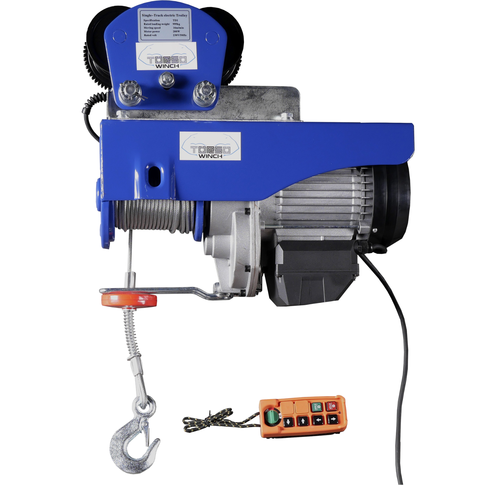 Elektro-Seilwinde 990 Kg mit Fahrwerk und Funk