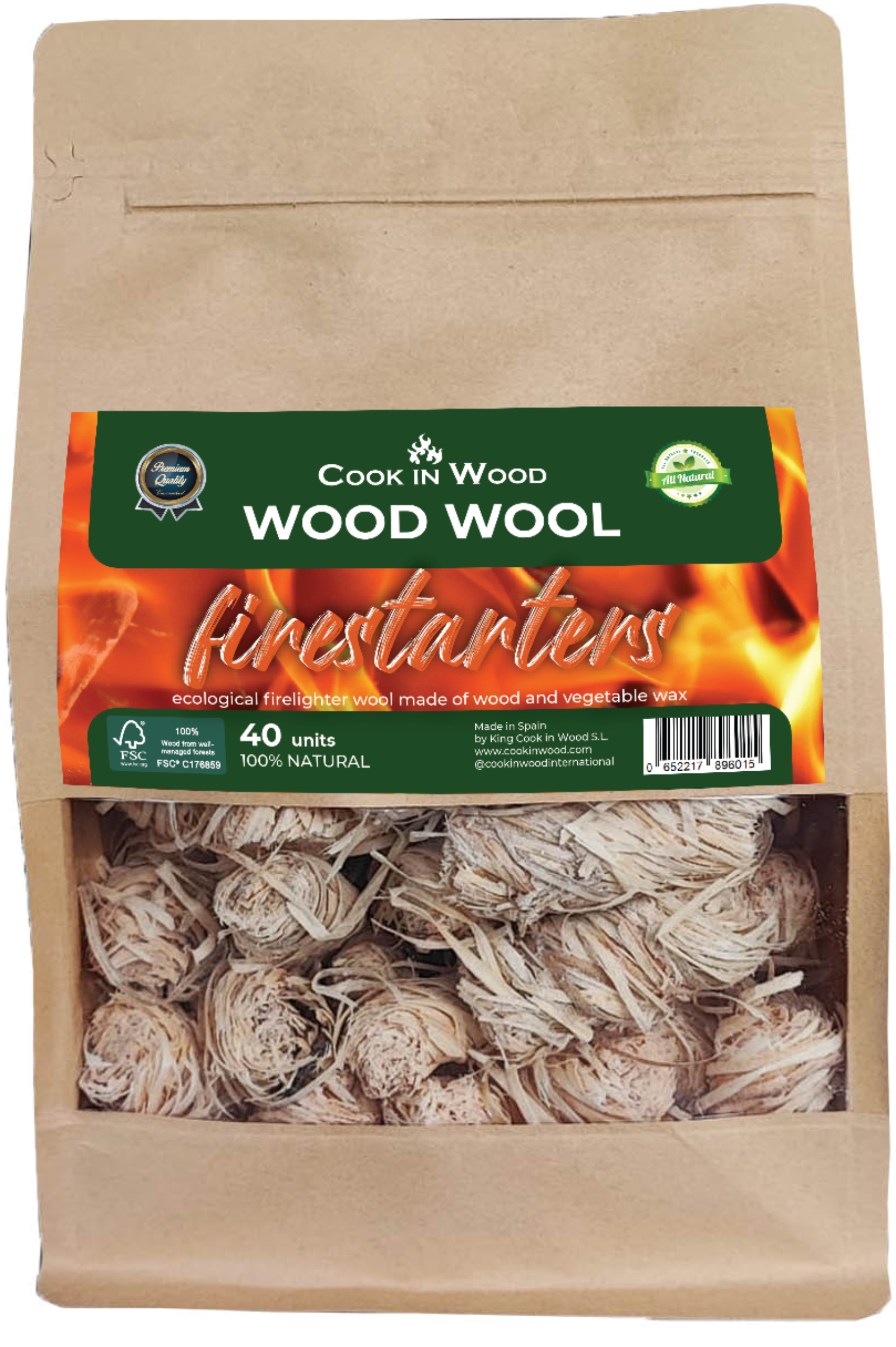 allume-feu en laine de bois