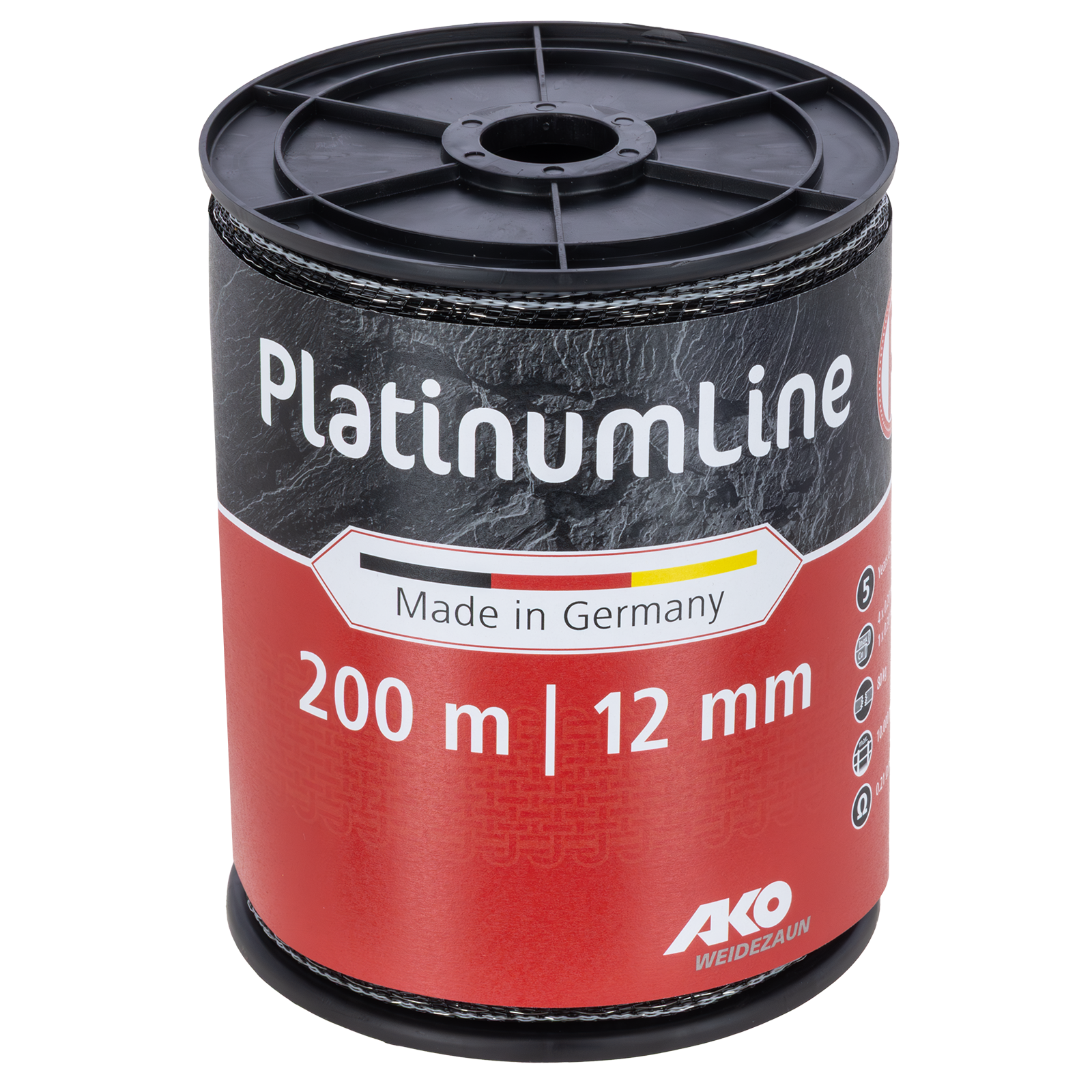 Weidezaunband Platinum schwarz/weiß 12 mm / 200 m