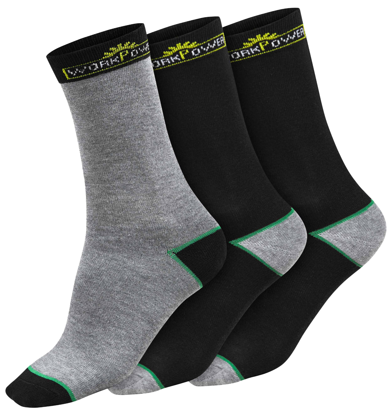 Chaussettes Workpower, lot de 3, noir/gris