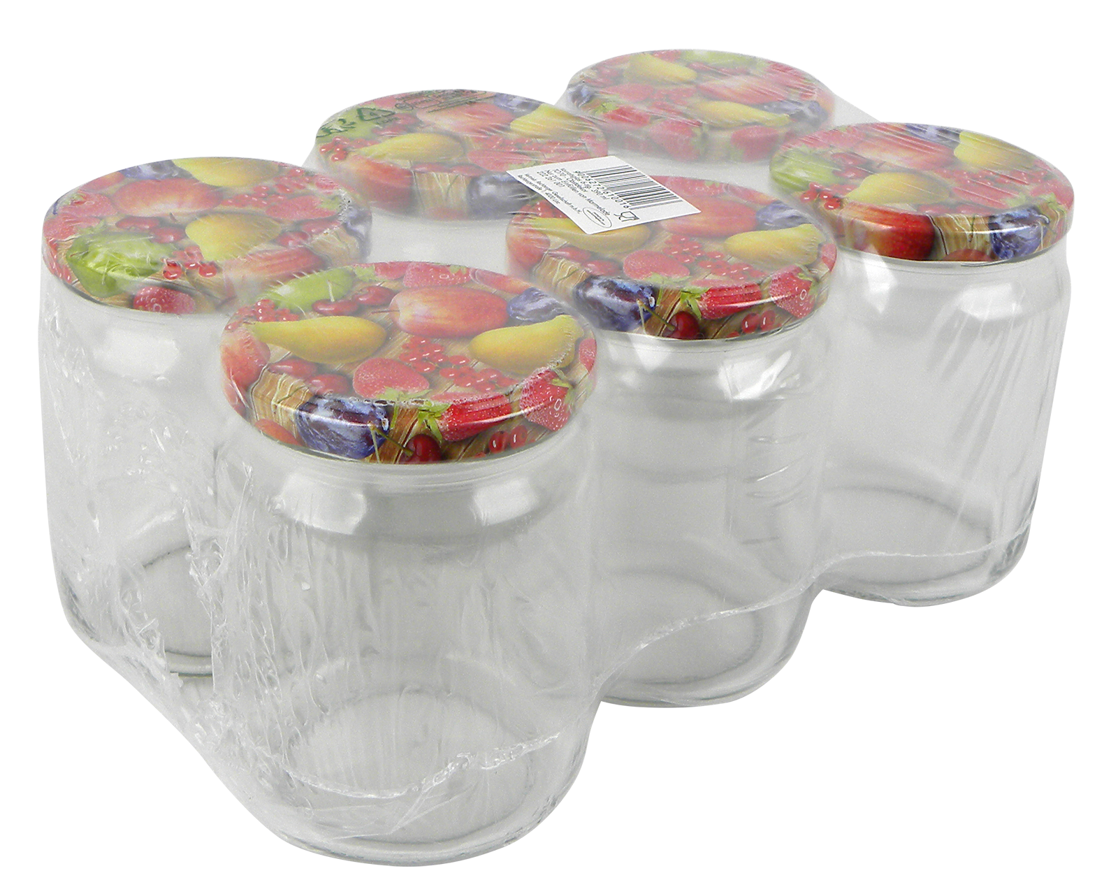 Einkochgläser 6 Stk. 390ml inkl. Schraubdeckel Obstdekor