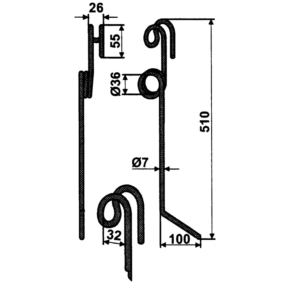 Dent de herse à biner Ø7mm adaptable à Einböck