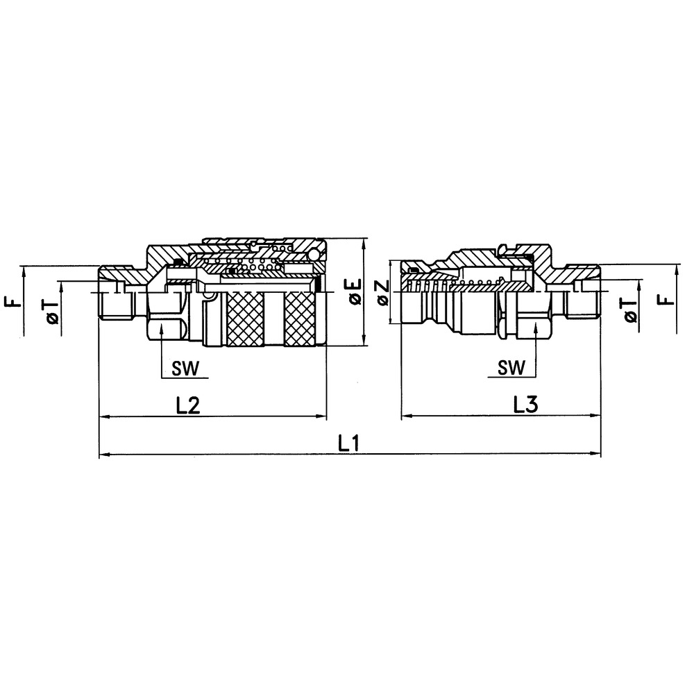 Steckkupplung flachdichtend mit AG - schwere Baureihe Serie PLT4