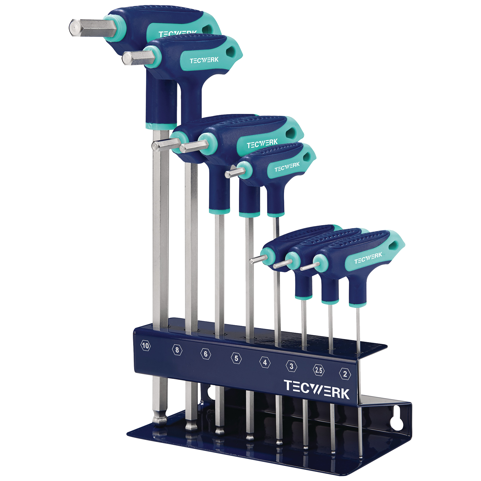 Jeu de clés Allen avec poignée en T, 8 pièces.