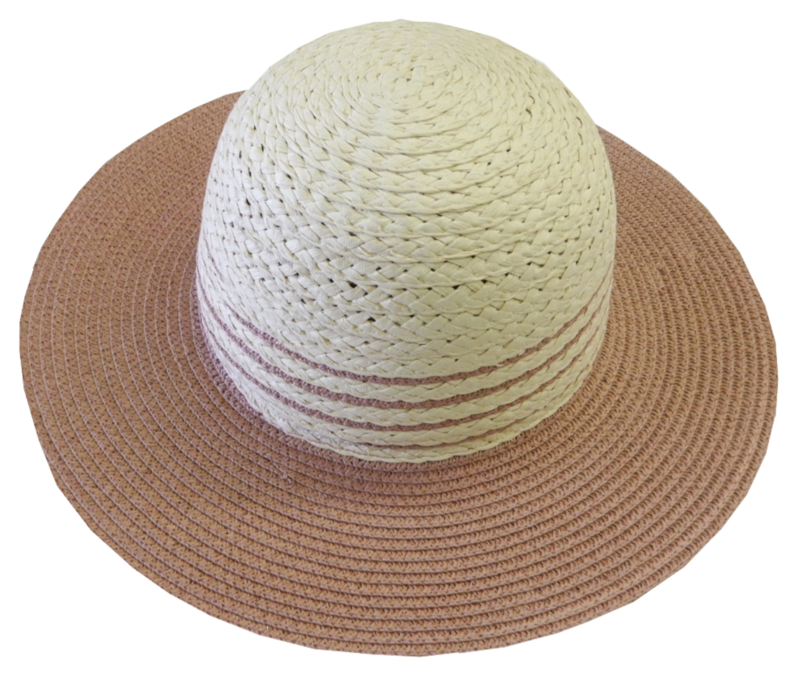Strohhut Damen beige/rose Universalgröße