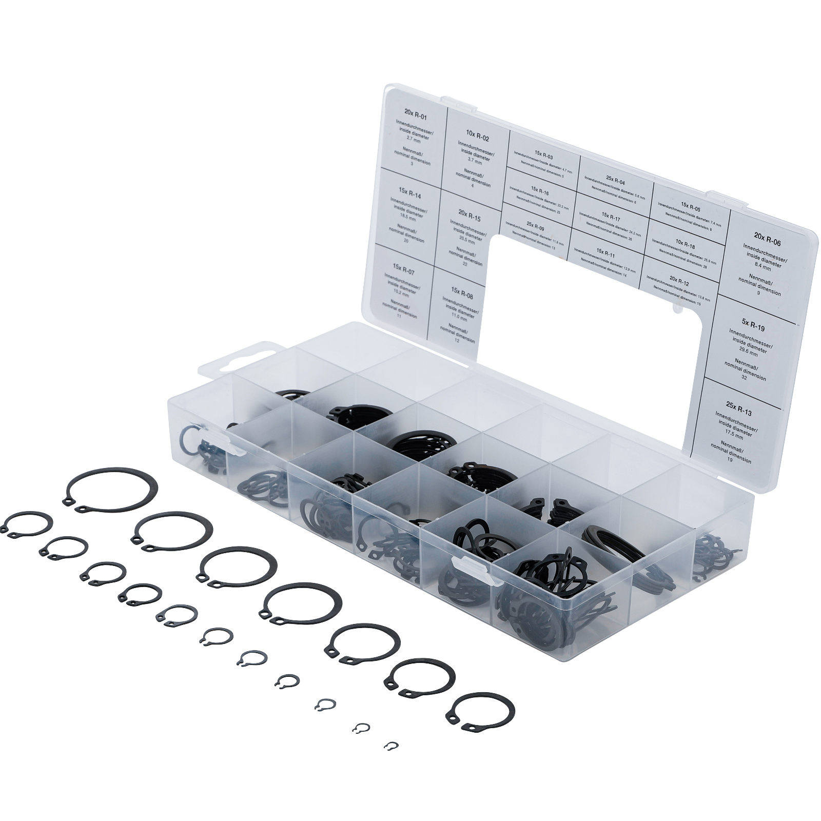 Assortiment de circlips extérieurs 3-32 mm 300pcs  