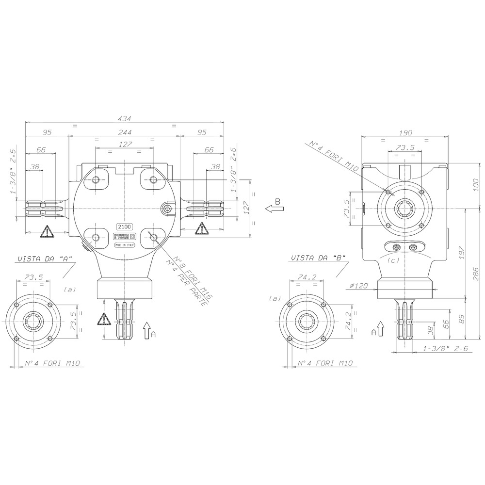 Winkelgetriebe S2100 1:1,92 Zapfwellenprofil 1 3/8 x 6