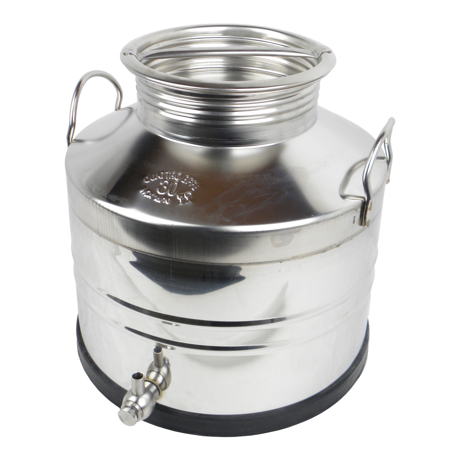 Cruche soudée en acier inoxydable (AISI 304) avec robinet rotatif