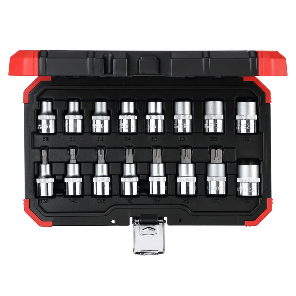 Jeu de clés à douille 1/2" TX, 16 pièces.