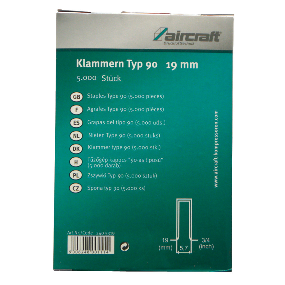 Clips avec largeur de dos 5,8 mm