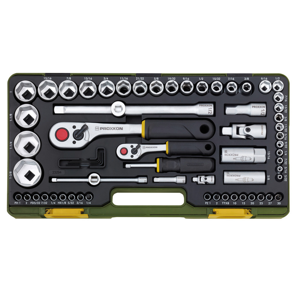 Cassette de douilles en pouces, 65 pièces.