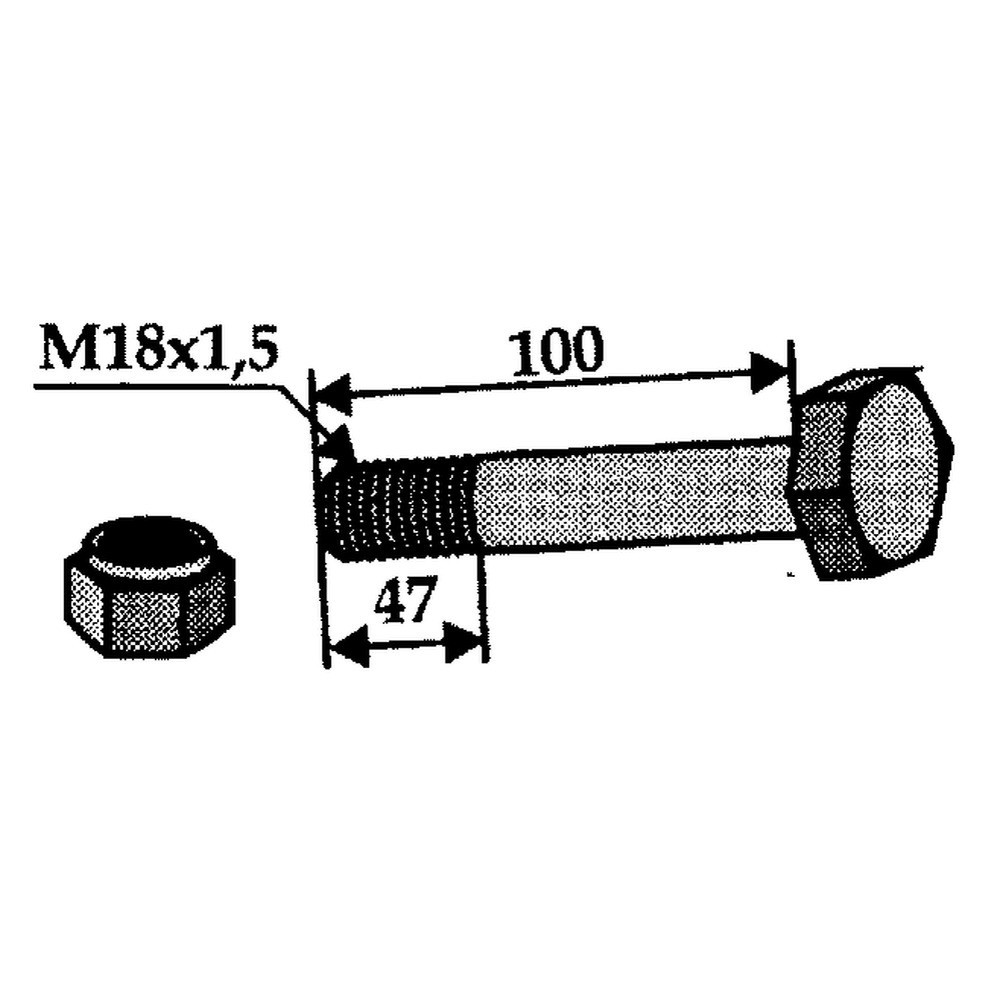 Boulon avec écrou M18x1,5x100, 10.9