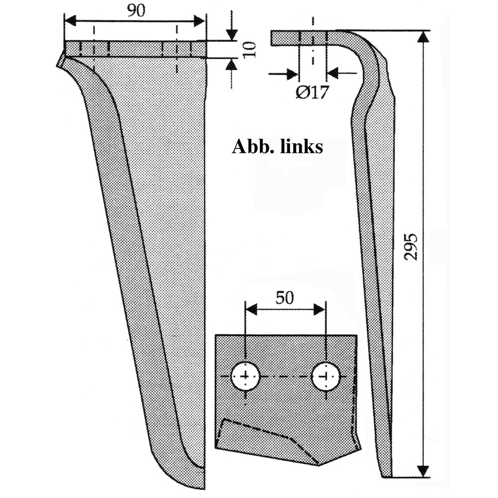 Dent pour herses rotatives RH66 convient pour Maschio, 90x10mm