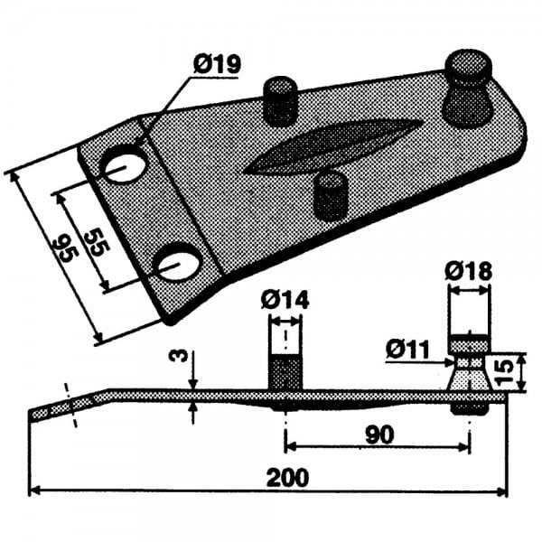 Fixation de couteau rotatif convient à Deutz-Fahr, Pöttinger, Fort, Kuhn