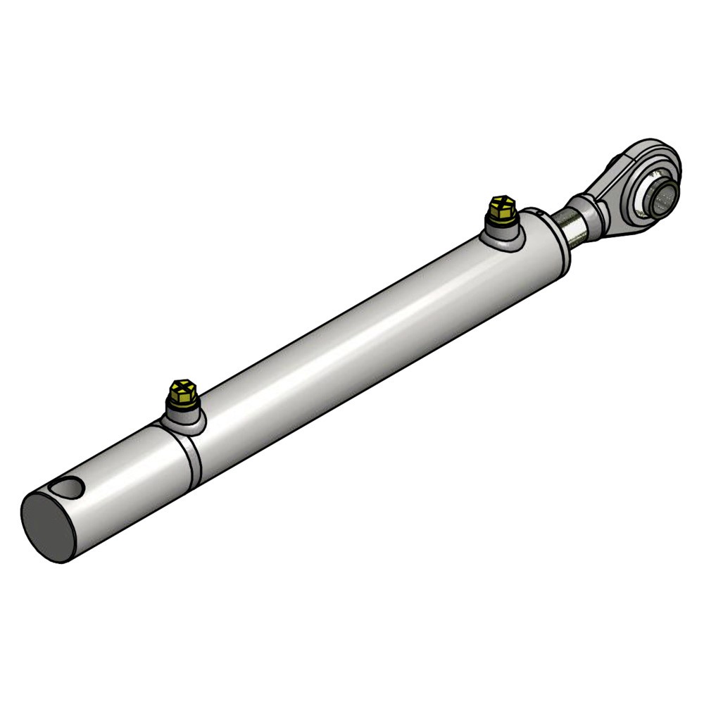 Cylindre hydraulique double effet 50/30/300mm avec rotules à souder Ø 25,4mm et fond de vérin allong