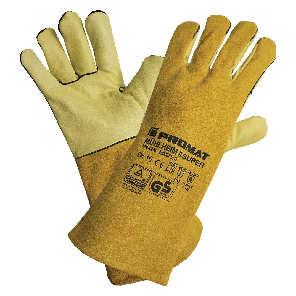Gants de soudeur Mühlheim II Super size 10 jaune, grain de vache/cuir refendu EN 388, EN 12477 catég